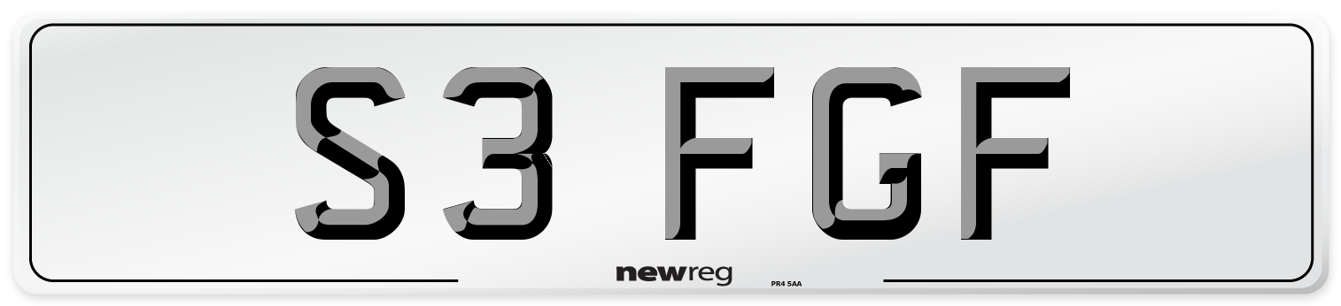 S3 FGF Number Plate from New Reg